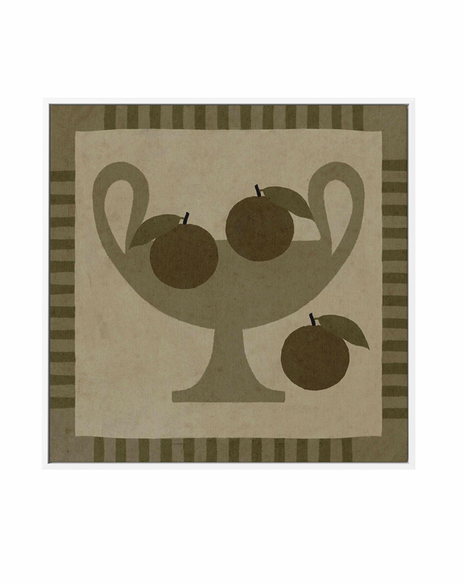 Still Life With Vase And Oranges I by Shatha Al Dafai | Framed Canvas Art Print from Olive et Oriel where you can shop wallpaper and artworks online