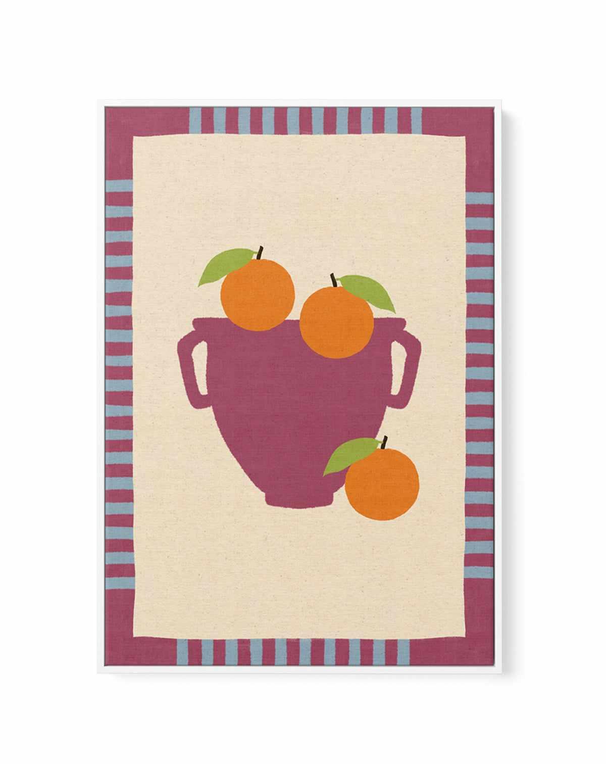 Still Life With Vase And Oranges III Color Edition by Shatha Al Dafai | Framed Canvas Art Print from Olive et Oriel where you can shop wallpaper and artworks online