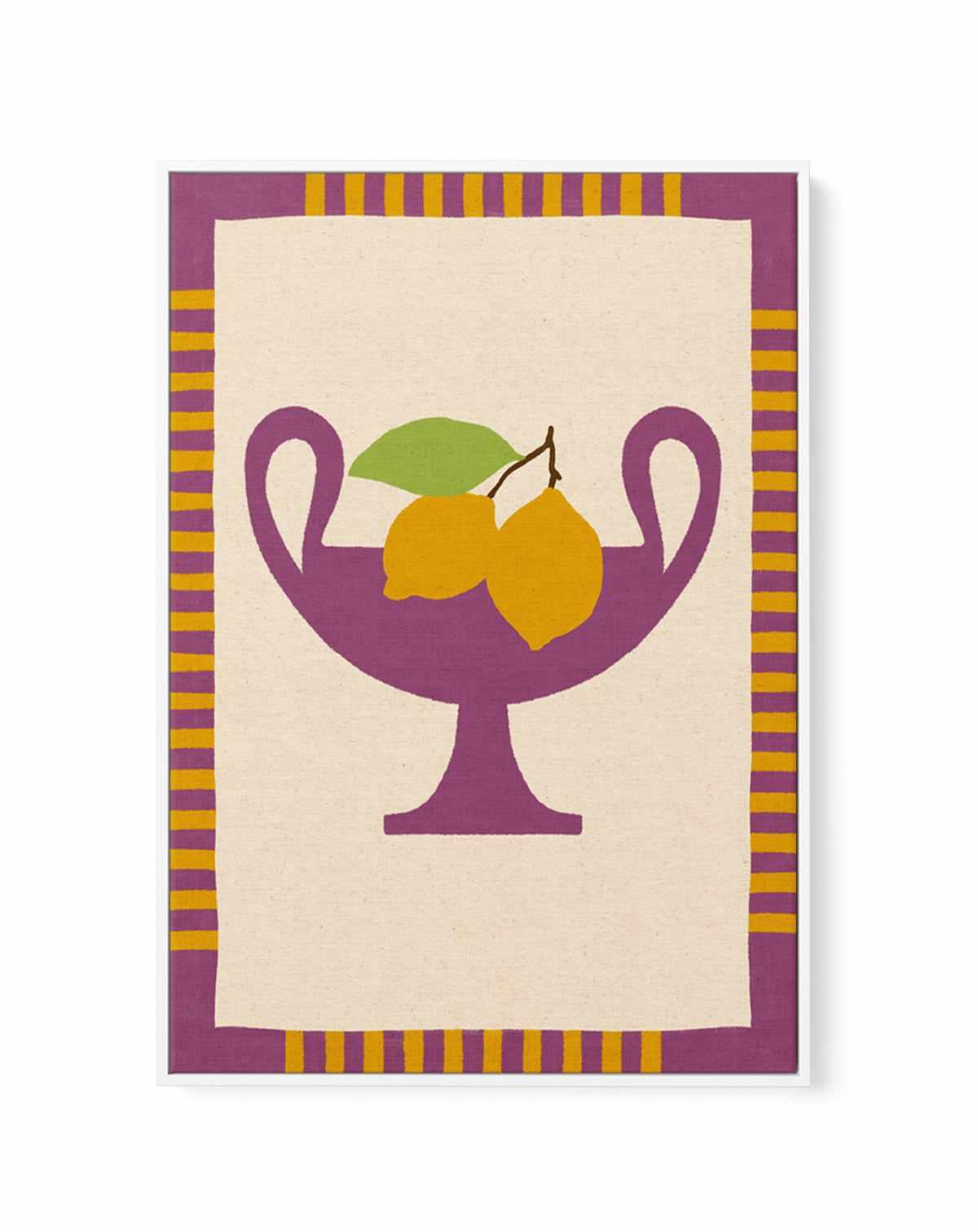 Still Life With Vase And Lemons II Color Edition by Shatha Al Dafai | Framed Canvas Art Print from Olive et Oriel where you can shop wallpaper and artworks online