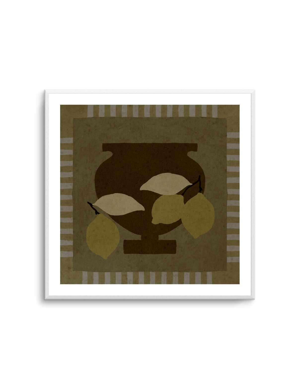 Still Life With Vase And Lemons III by Shatha Al Dafai | Art Print from Olive et Oriel where you can shop wallpaper and artworks online