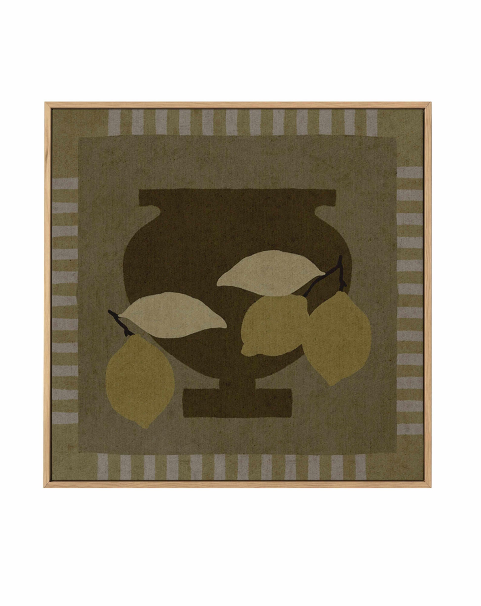 Still Life With Vase And Lemons III by Shatha Al Dafai | Framed Canvas Art Print from Olive et Oriel where you can shop wallpaper and artworks online