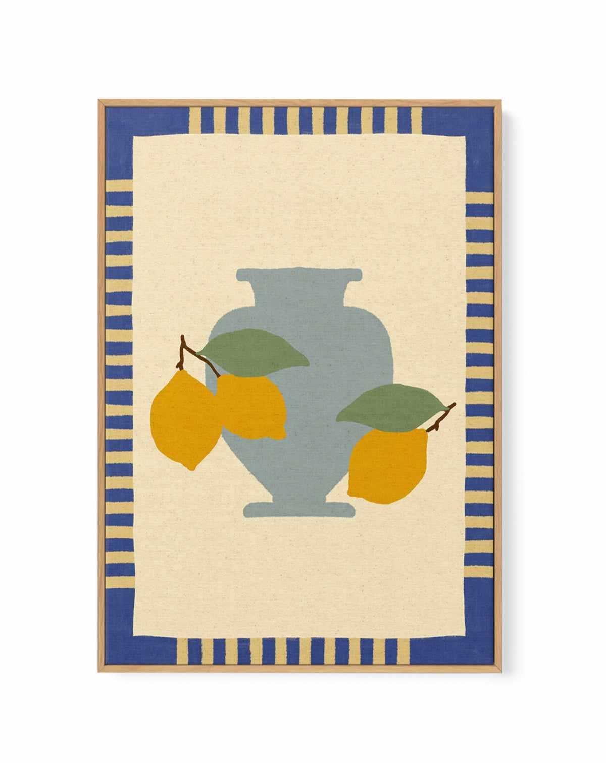 Still Life With Vase And Lemons I Color Edition by Shatha Al Dafai | Framed Canvas Art Print from Olive et Oriel where you can shop wallpaper and artworks online