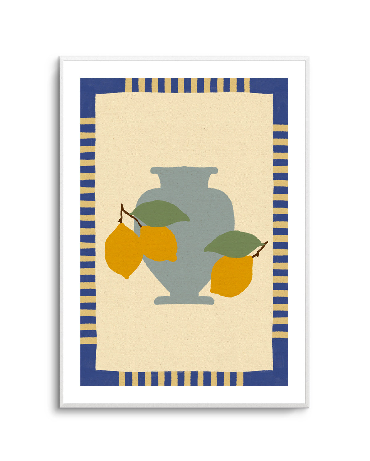 Still Life With Vase And Lemons I Color Edition by Shatha Al Dafai | Art Print