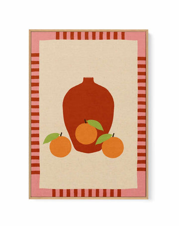 Still Life With Vase And Oranges II Color Edition by Shatha Al Dafai | Framed Canvas Art Print from Olive et Oriel where you can shop wallpaper and artworks online