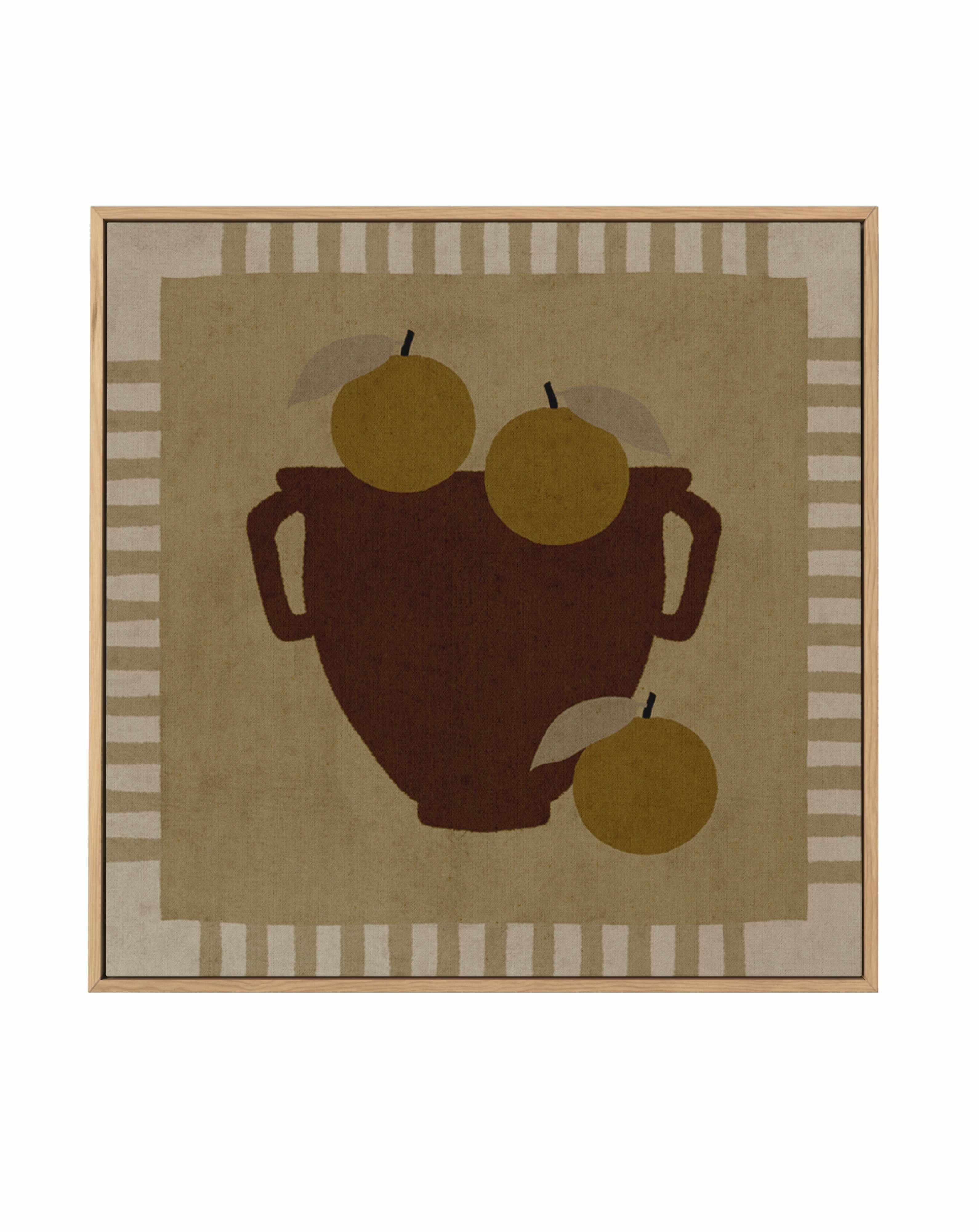 Still Life With Vase And Oranges III by Shatha Al Dafai | Framed Canvas Art Print from Olive et Oriel where you can shop wallpaper and artworks online