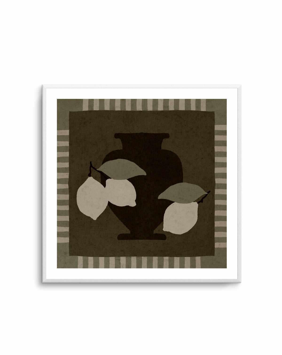 Still Life With Vase And Lemons I by Shatha Al Dafai | Art Print from Olive et Oriel where you can shop wallpaper and artworks online