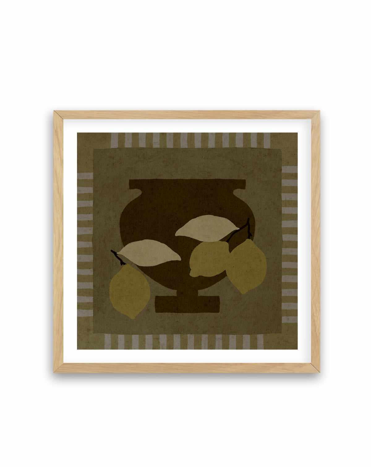 Still Life With Vase And Lemons III by Shatha Al Dafai | Art Print from Olive et Oriel where you can shop wallpaper and artworks online