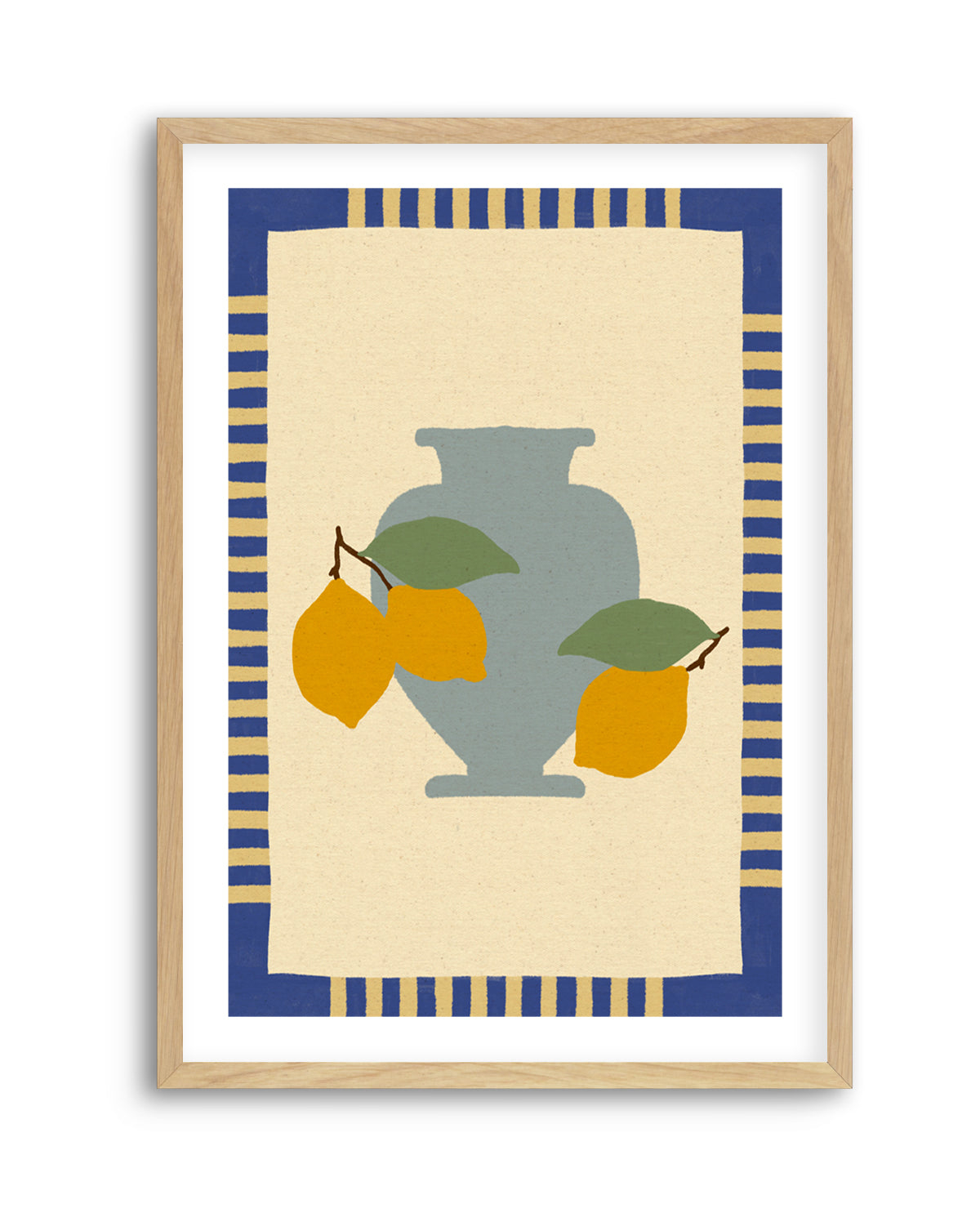 Still Life With Vase And Lemons I Color Edition by Shatha Al Dafai | Art Print