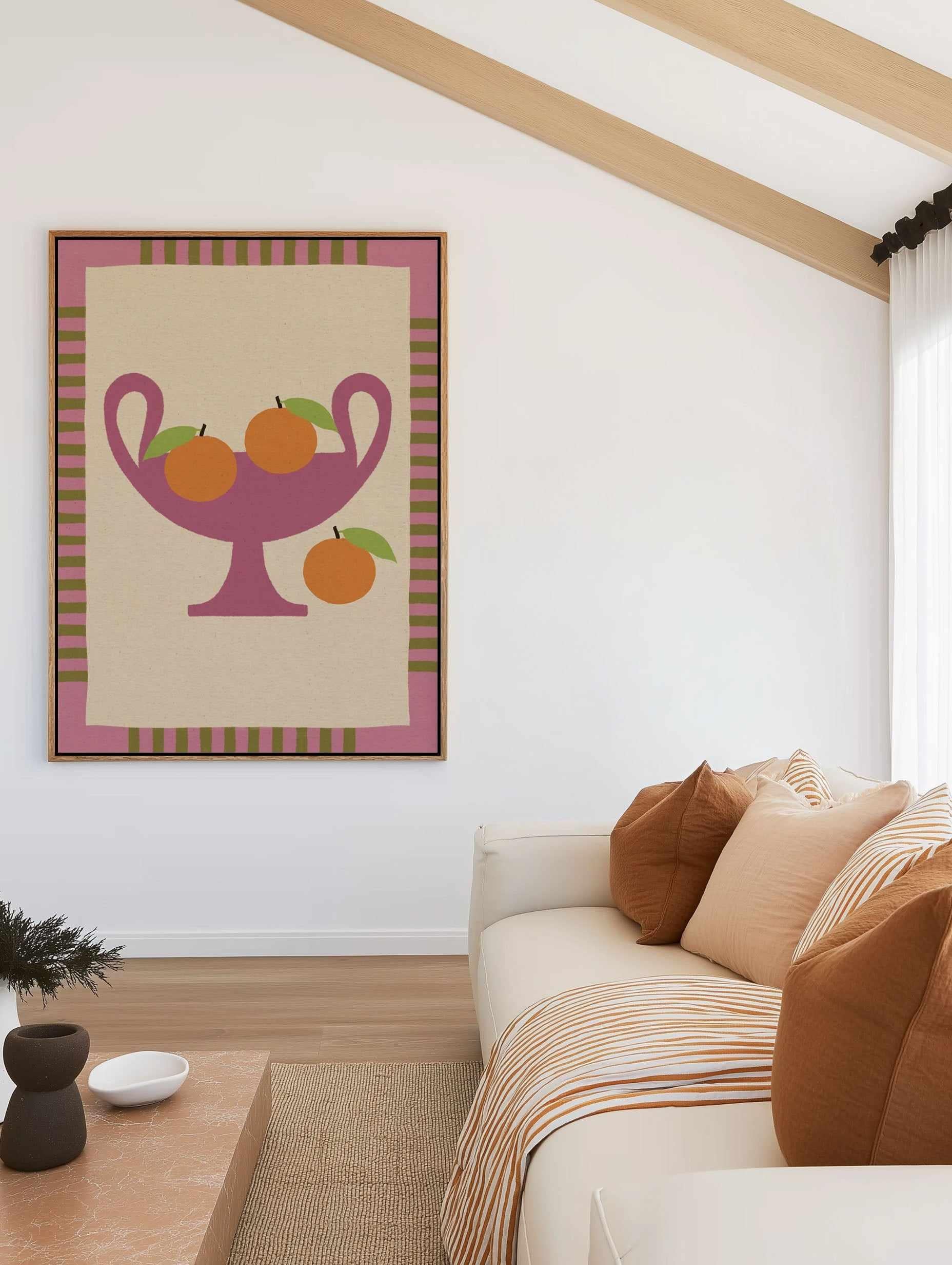Still Life With Vase And Oranges I Color Edition by Shatha Al Dafai | Framed Canvas Art Print from Olive et Oriel where you can shop wallpaper and artworks online