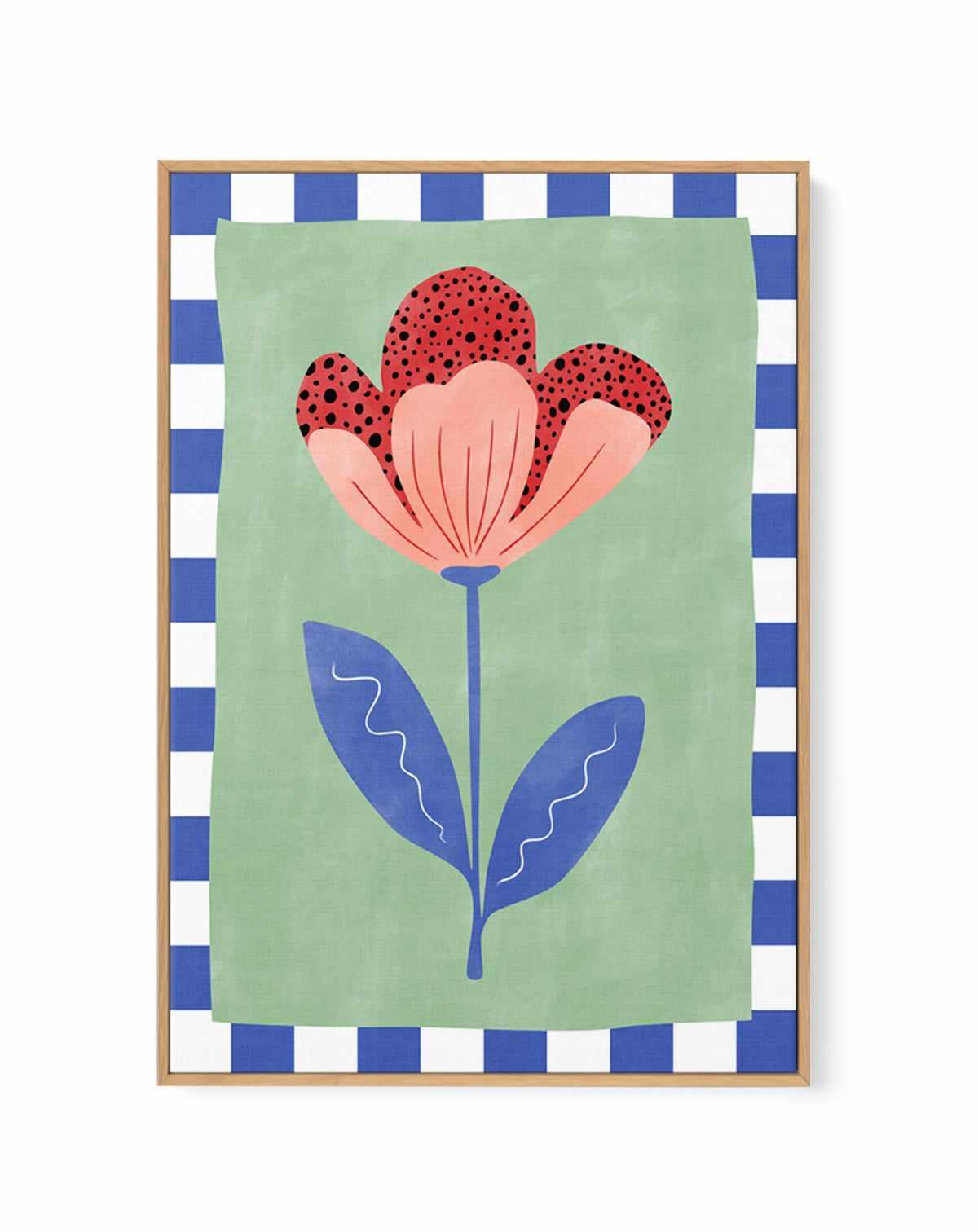 Stylized Flower With Red Petals And Black Dots by Elena Ristova | Framed Canvas Art Print from Olive et Oriel where you can shop wallpaper and artworks online
