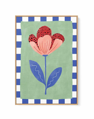 Stylized Flower With Red Petals And Black Dots by Elena Ristova | Framed Canvas Art Print from Olive et Oriel where you can shop wallpaper and artworks online