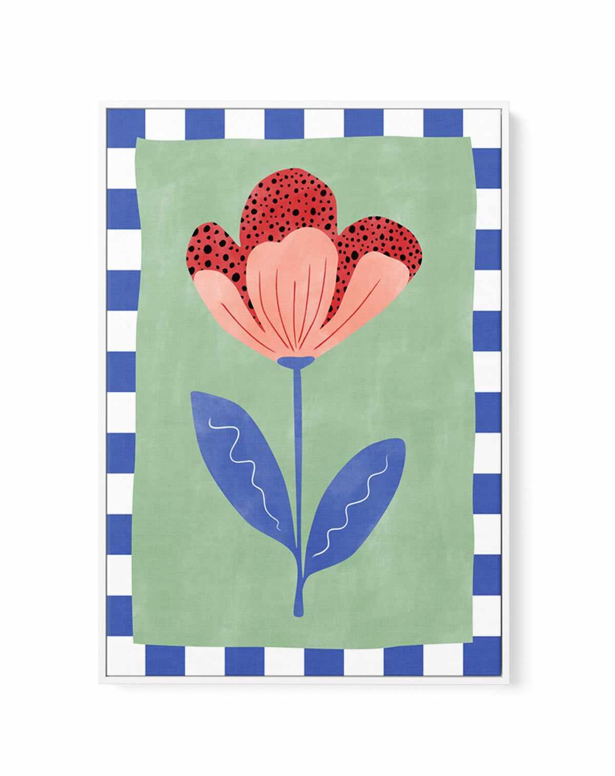 Stylized Flower With Red Petals And Black Dots by Elena Ristova | Framed Canvas Art Print from Olive et Oriel where you can shop wallpaper and artworks online