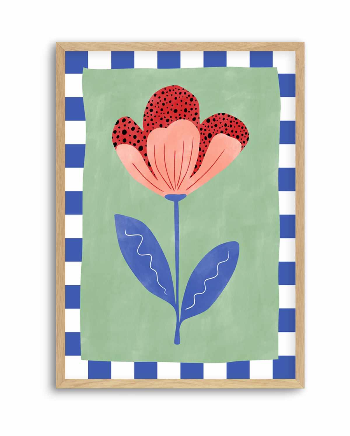 Stylized Flower With Red Petals And Black Dots by Elena Ristova | Art Print from Olive et Oriel where you can shop wallpaper and artworks online