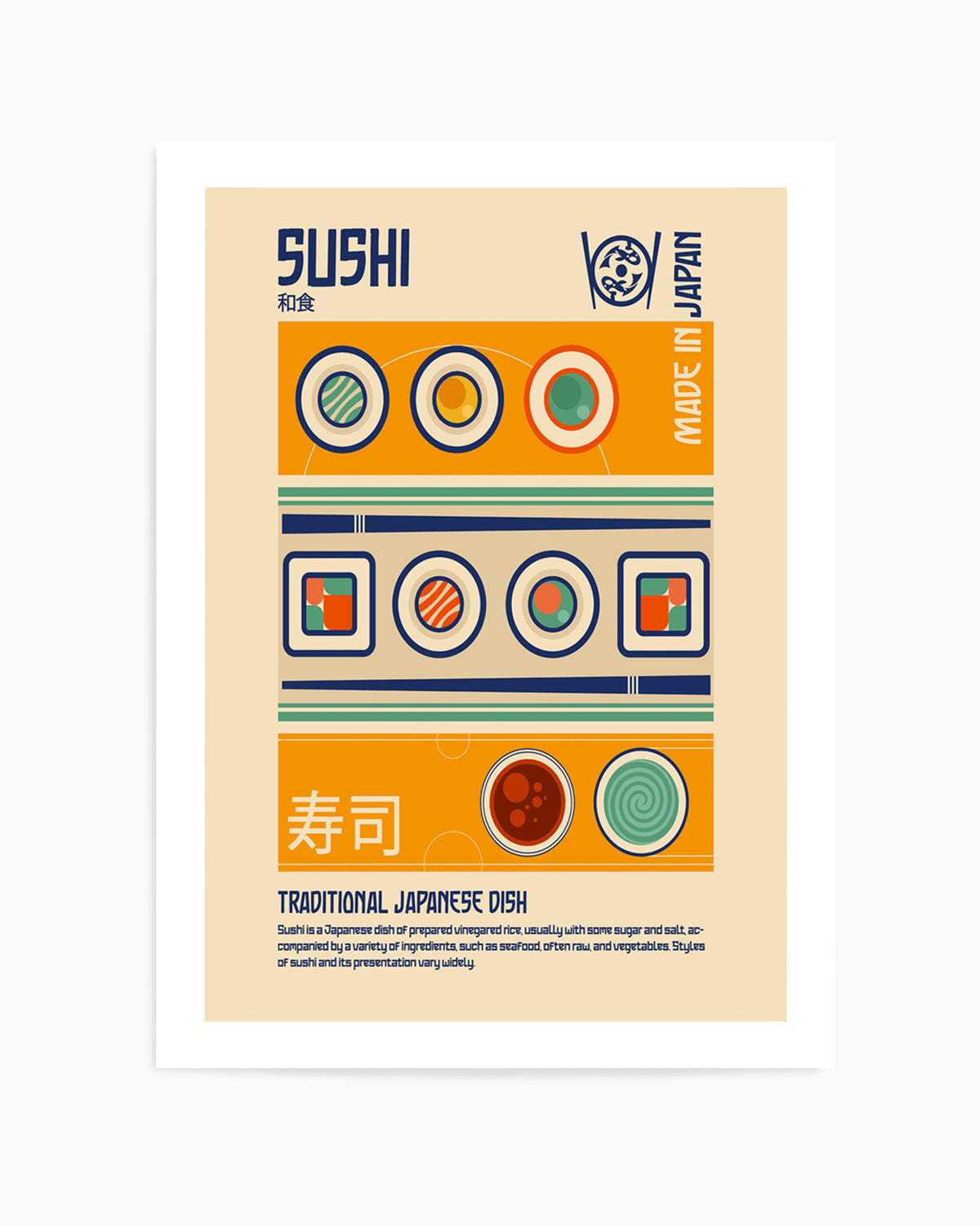 Sushi Japanese Food Print by Retrodome | Art Print