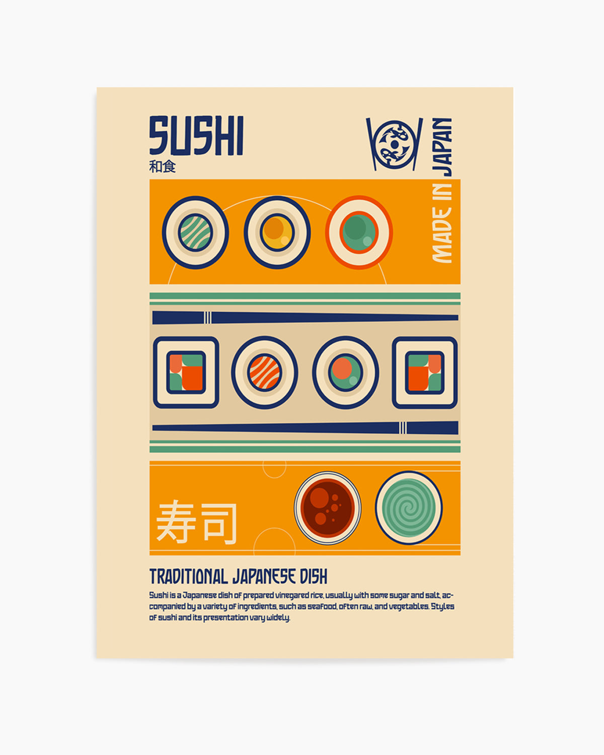 Sushi Japanese Food Print by Retrodome | Art Print