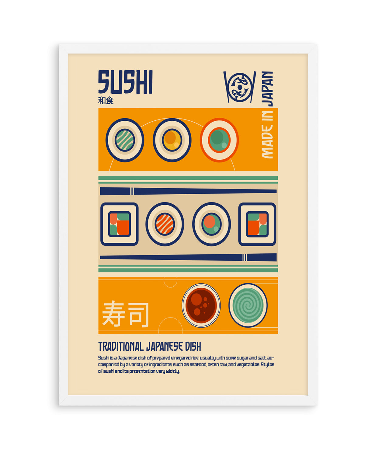Sushi Japanese Food Print by Retrodome | Art Print