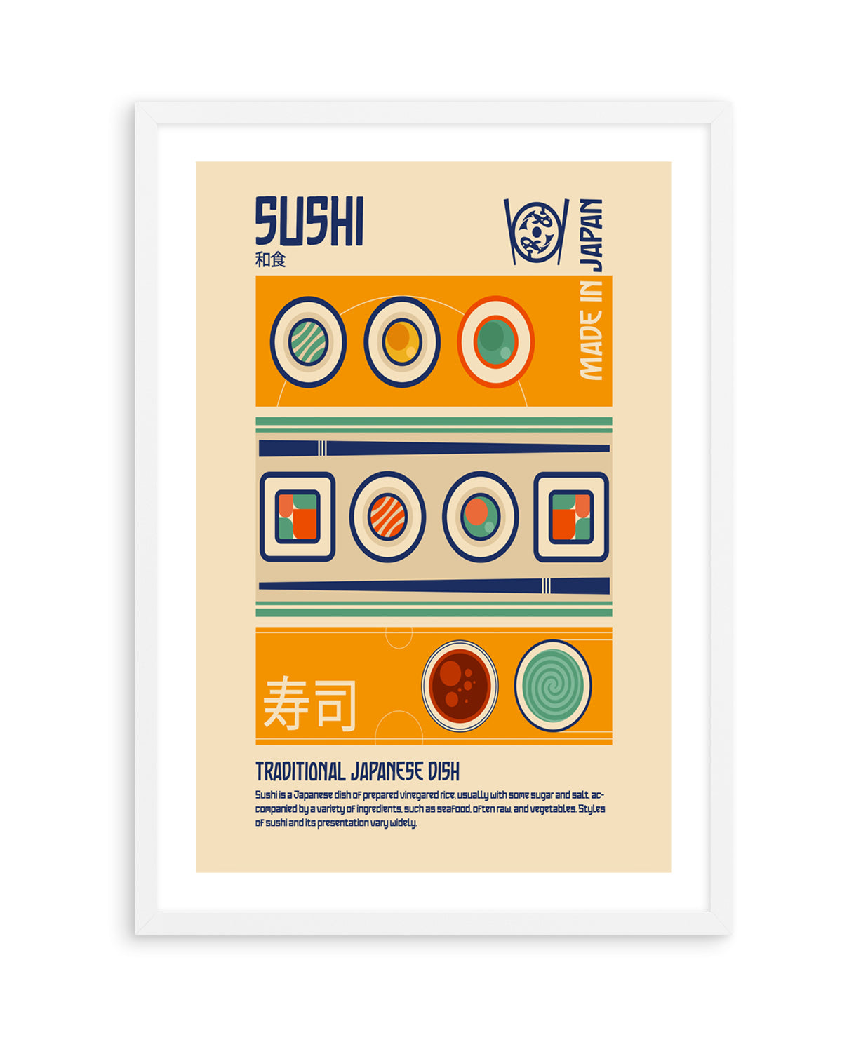 Sushi Japanese Food Print by Retrodome | Art Print