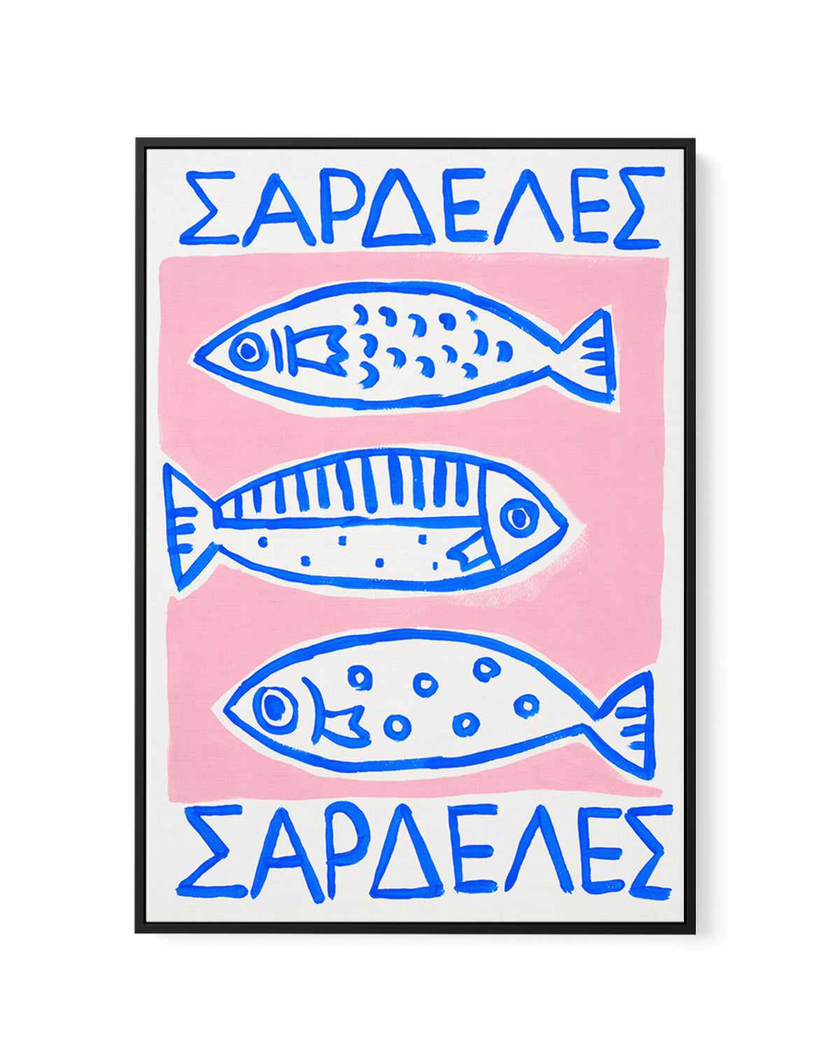 Pink Sardines by Teena Zerefos | Framed Canvas Art Print