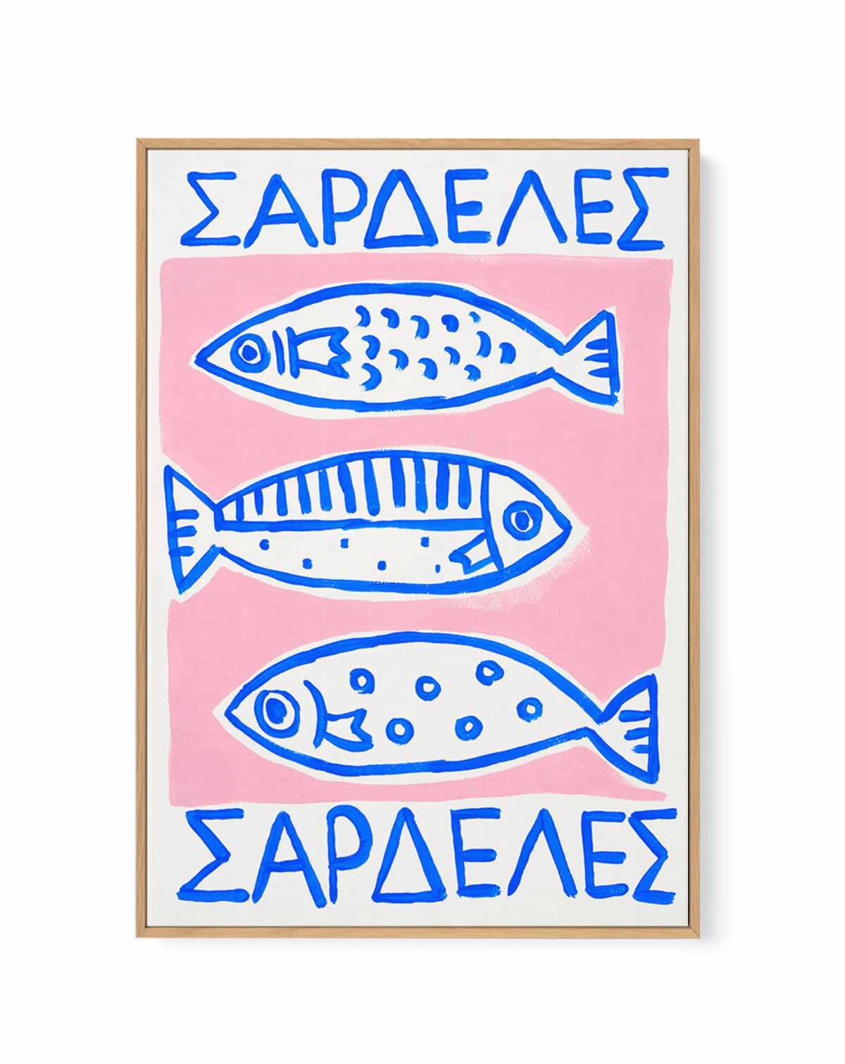 Pink Sardines by Teena Zerefos | Framed Canvas Art Print