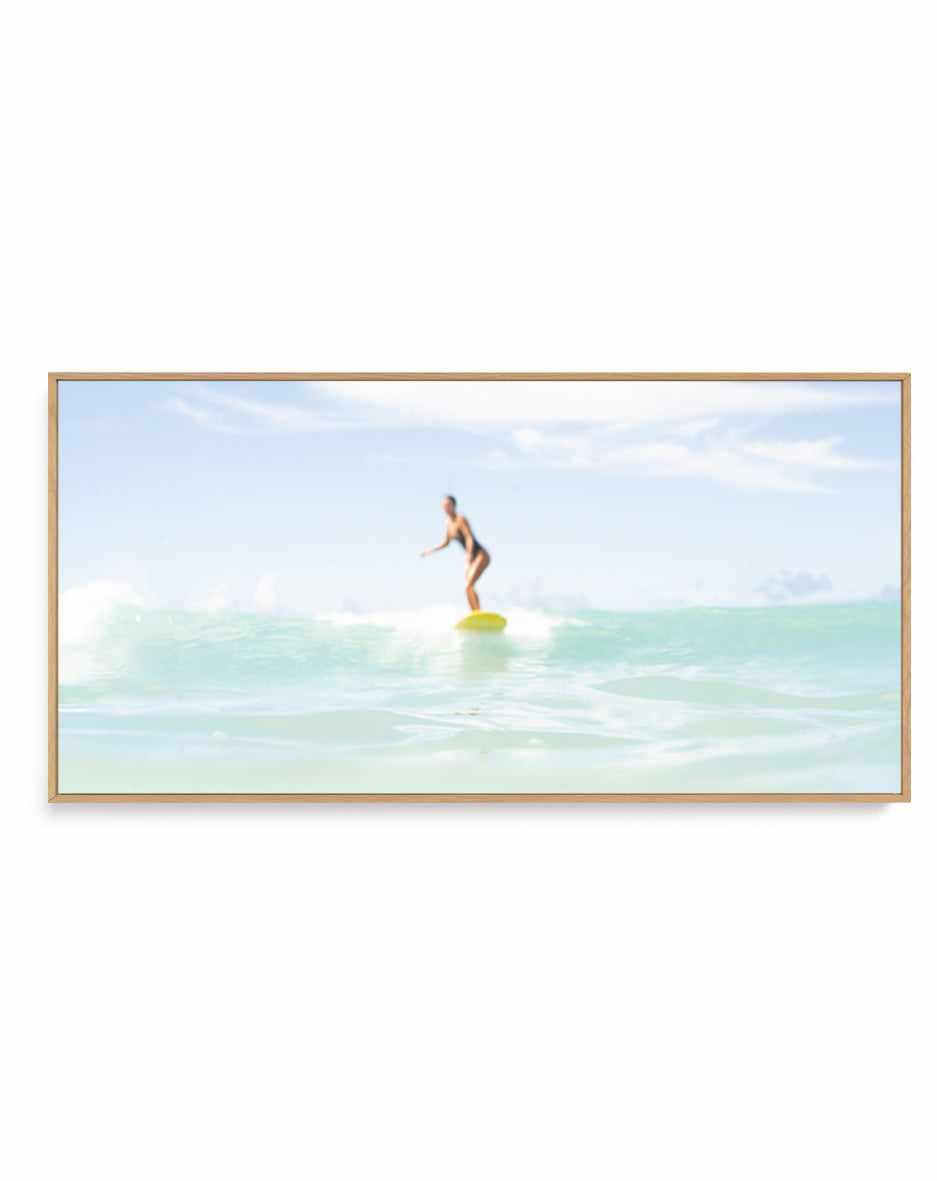 Surfer Girl, Waikiki Beach by Michael Geercke | Panoramic Canvas Art Print from Olive et Oriel where you can shop wallpaper and artworks online