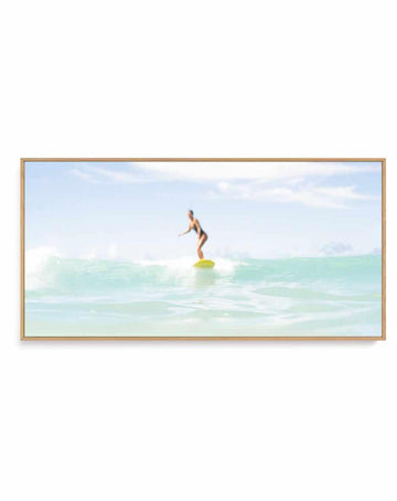 Surfer Girl, Waikiki Beach by Michael Geercke | Panoramic Canvas Art Print from Olive et Oriel where you can shop wallpaper and artworks online
