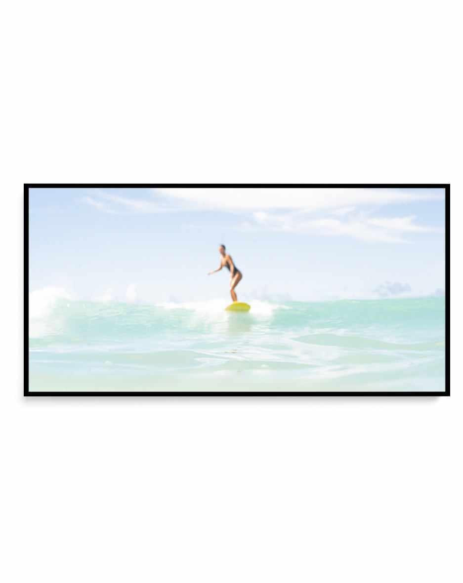 Surfer Girl, Waikiki Beach by Michael Geercke | Panoramic Canvas Art Print from Olive et Oriel where you can shop wallpaper and artworks online