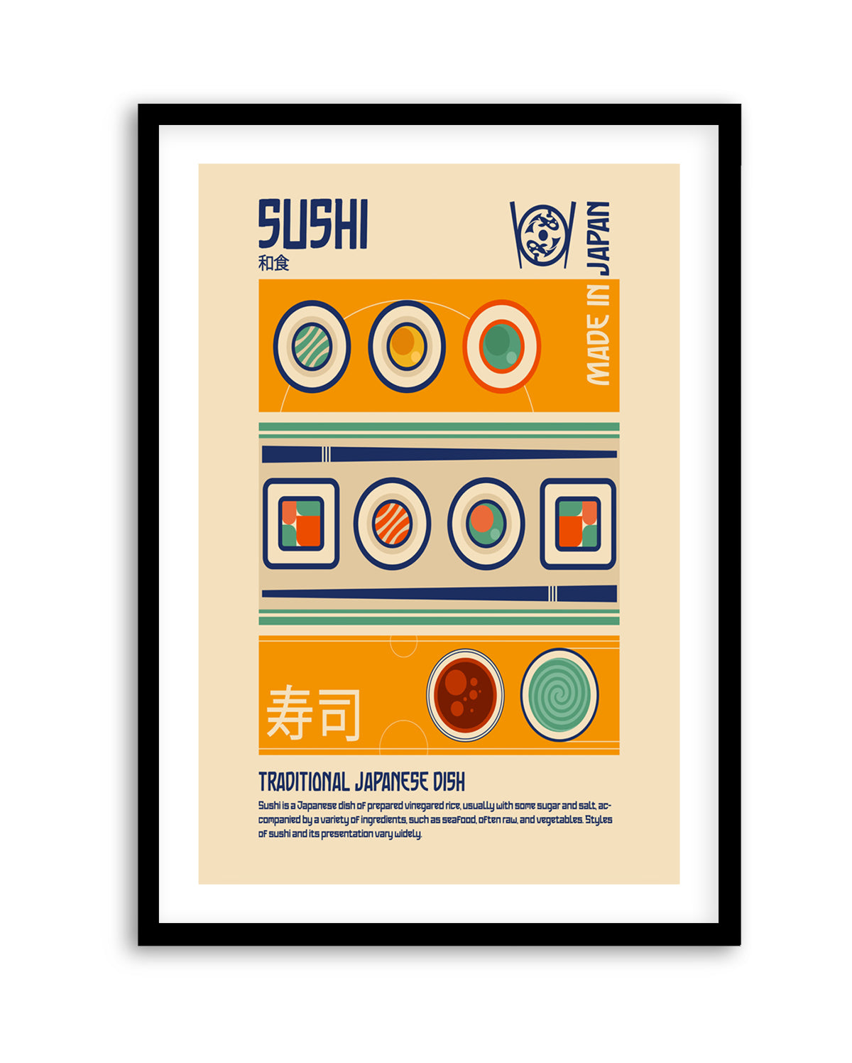Sushi Japanese Food Print by Retrodome | Art Print