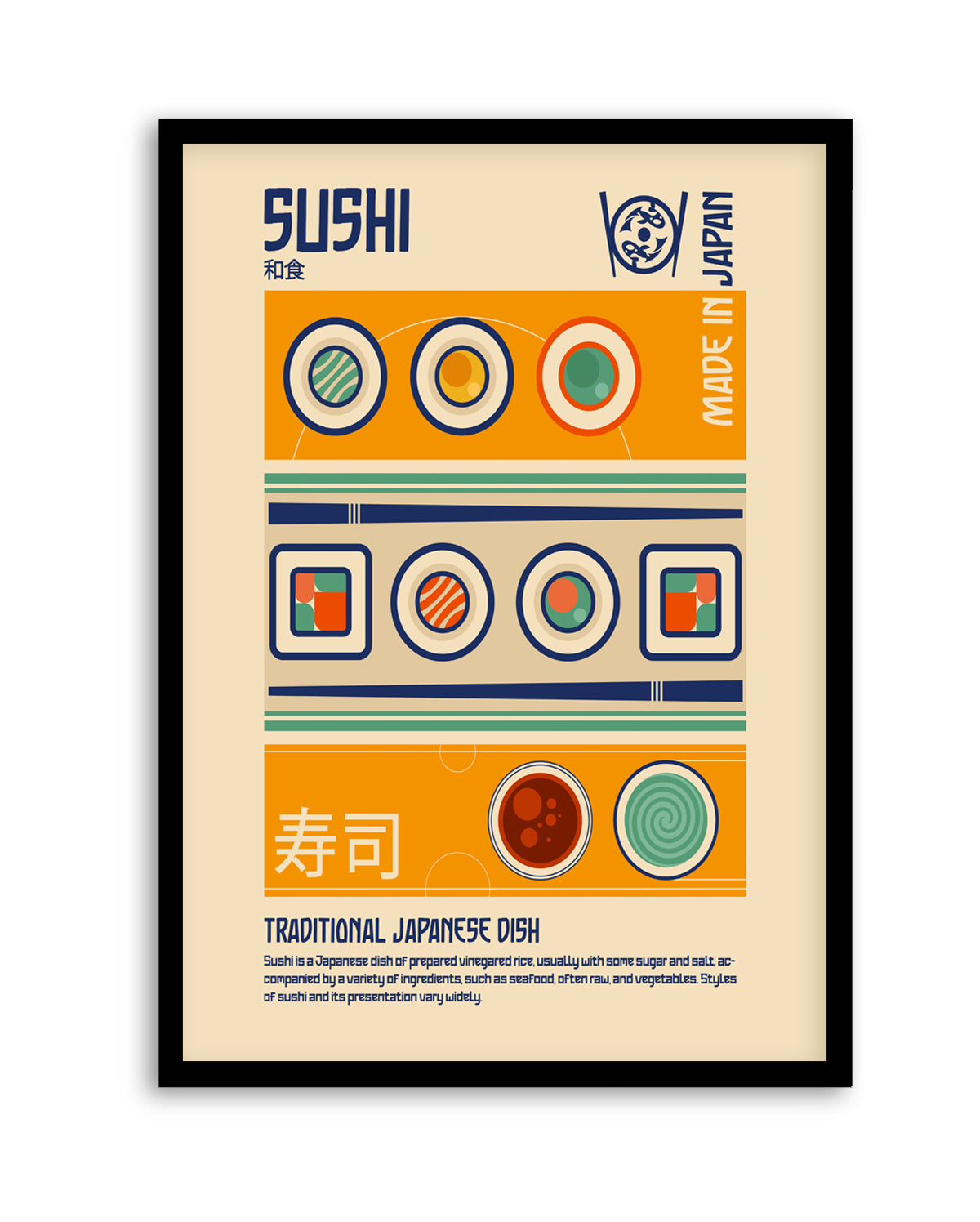 Sushi Japanese Food Print by Retrodome | Art Print