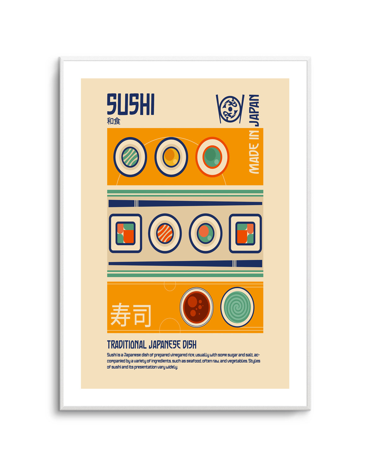 Sushi Japanese Food Print by Retrodome | Art Print