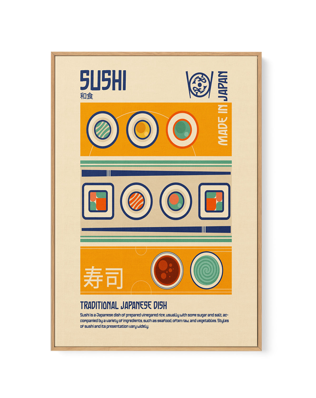 Sushi Japanese Food Print by Retrodome | Framed Canvas Art Print