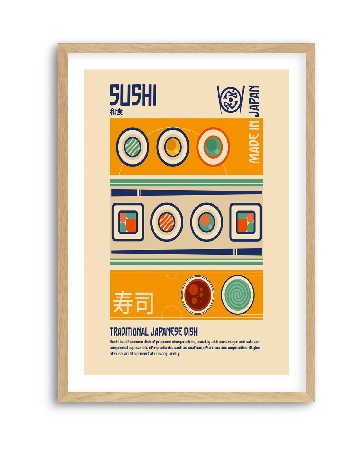 Sushi Japanese Food Print by Retrodome | Art Print