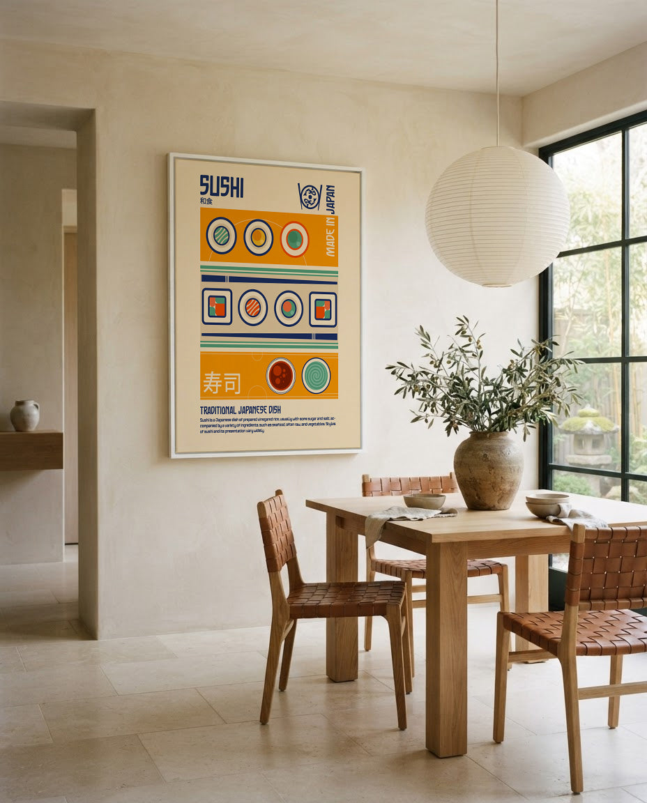 Sushi Japanese Food Print by Retrodome | Framed Canvas Art Print