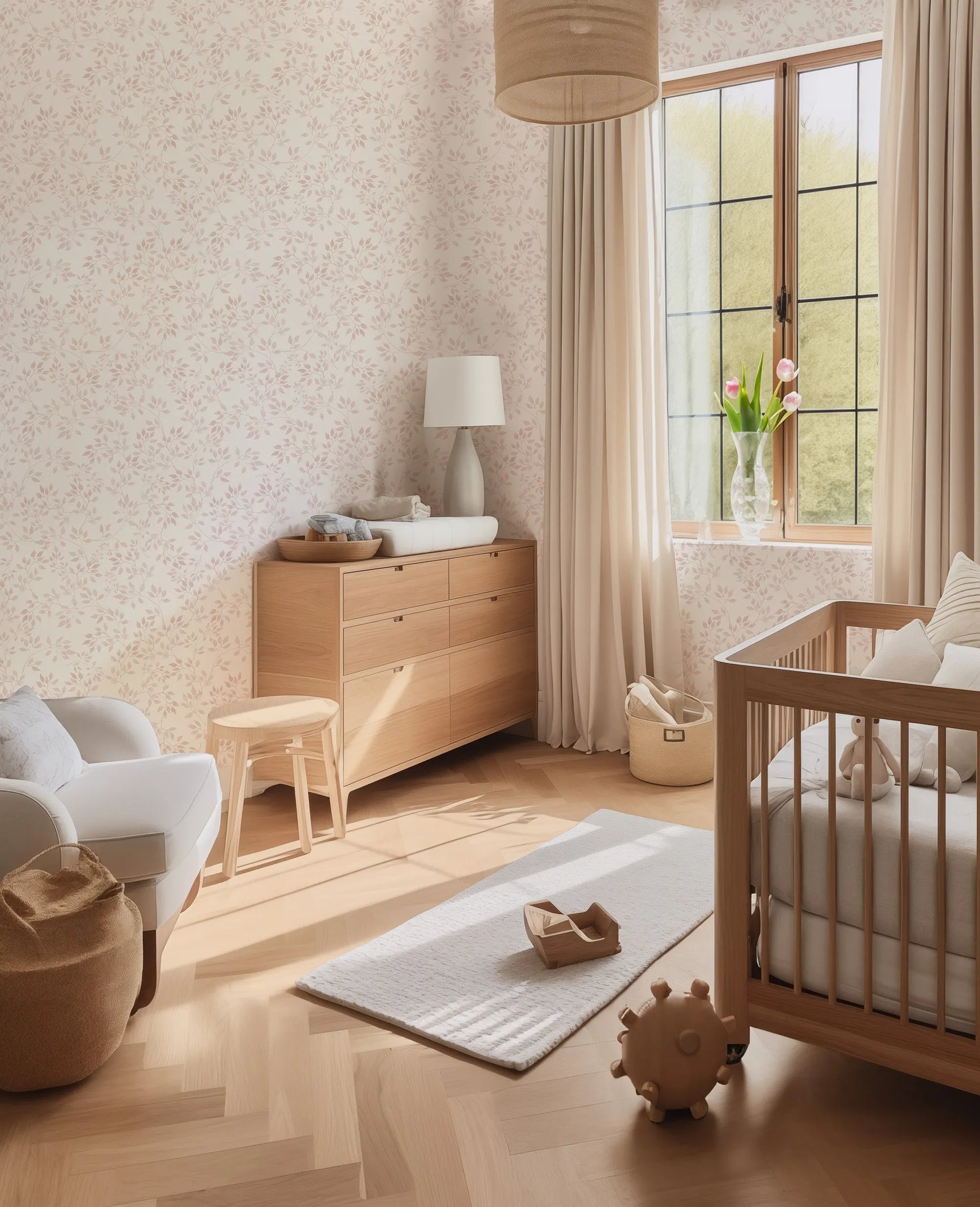 Sweet Leaves In Dusty Pink Wallpaper from Olive et Oriel where you can shop wallpaper and artworks online