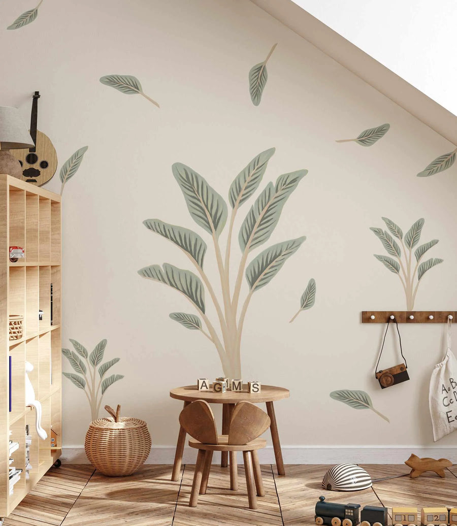 Safari Palm Wall Decal Set-Decals-Olive et Oriel-Decorate your kids bedroom wall decor with removable wall decals, these fabric kids decals are a great way to add colour and update your children's bedroom. Available as girls wall decals or boys wall decals, there are also nursery decals.