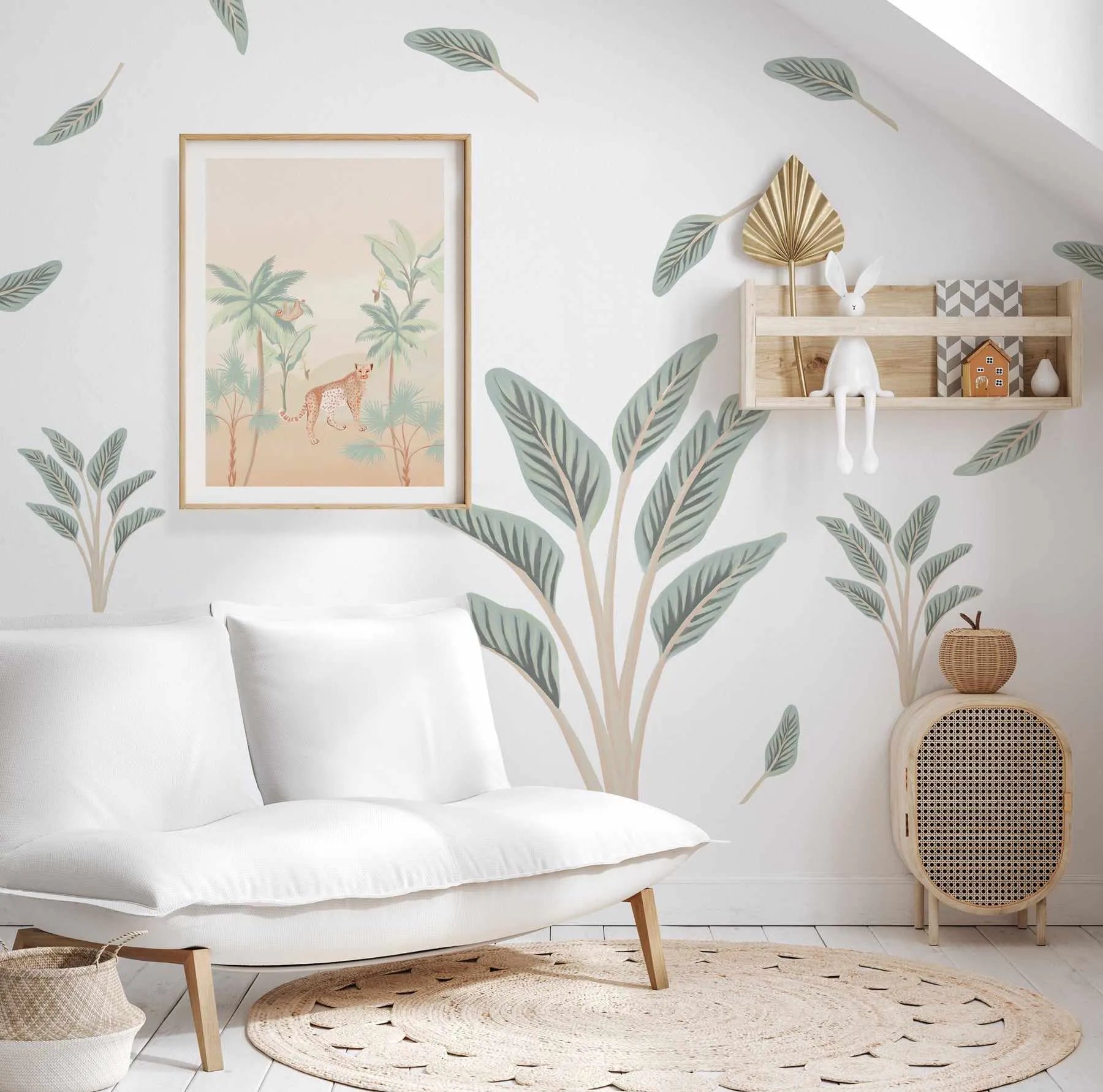 Safari Palm Wall Decal Set-Decals-Olive et Oriel-Decorate your kids bedroom wall decor with removable wall decals, these fabric kids decals are a great way to add colour and update your children's bedroom. Available as girls wall decals or boys wall decals, there are also nursery decals.