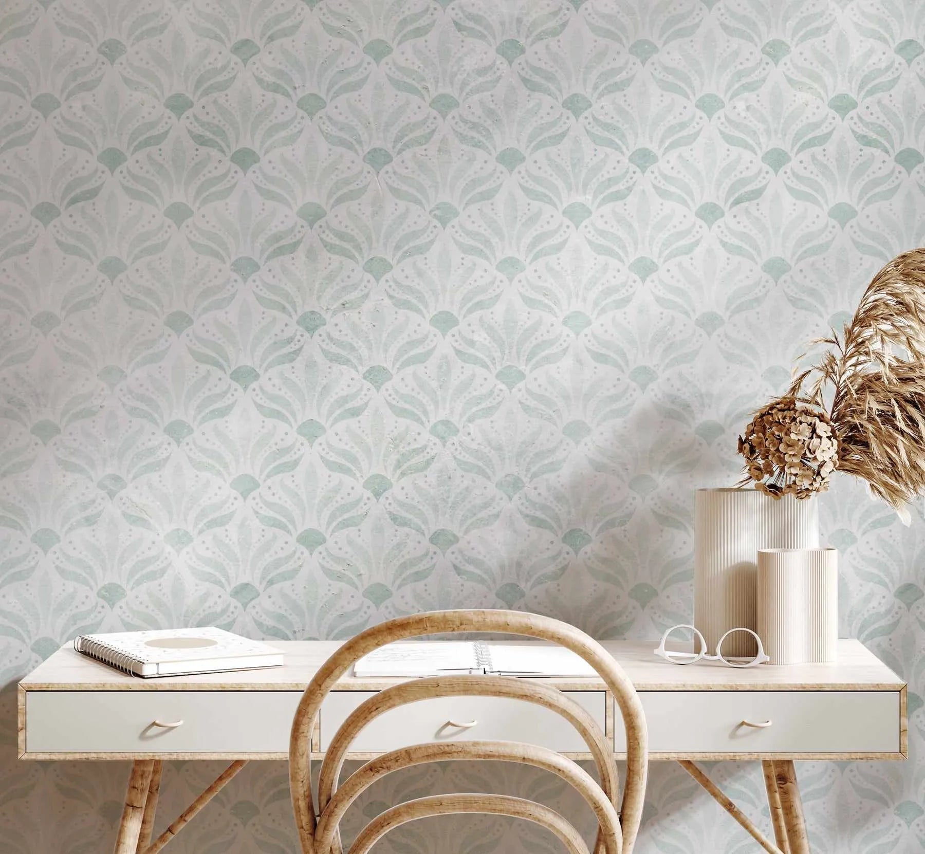 Sage Deco Wallpaper-Wallpaper-Buy Australian Removable Wallpaper Now Sage Green Wallpaper Peel And Stick Wallpaper Online At Olive et Oriel Custom Made Wallpapers Wall Papers Decorate Your Bedroom Living Room Kids Room or Commercial Interior