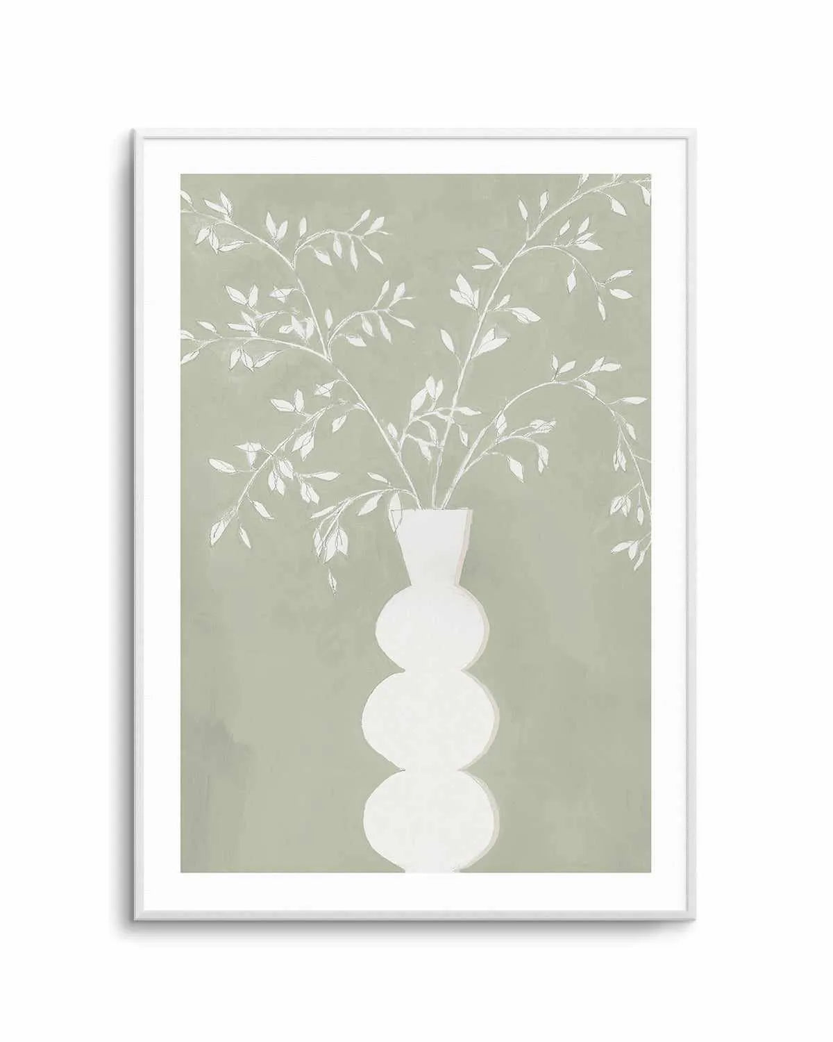 Sage Vase I Art Print-PRINT-Order sage mint green framed abstract painting wall art prints online with Olive et Oriel Australia