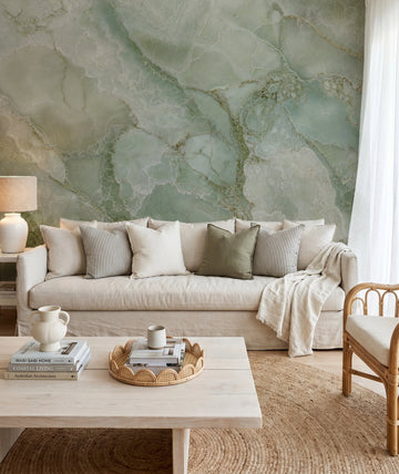 Sage Vein Marble Mural Wallpaper