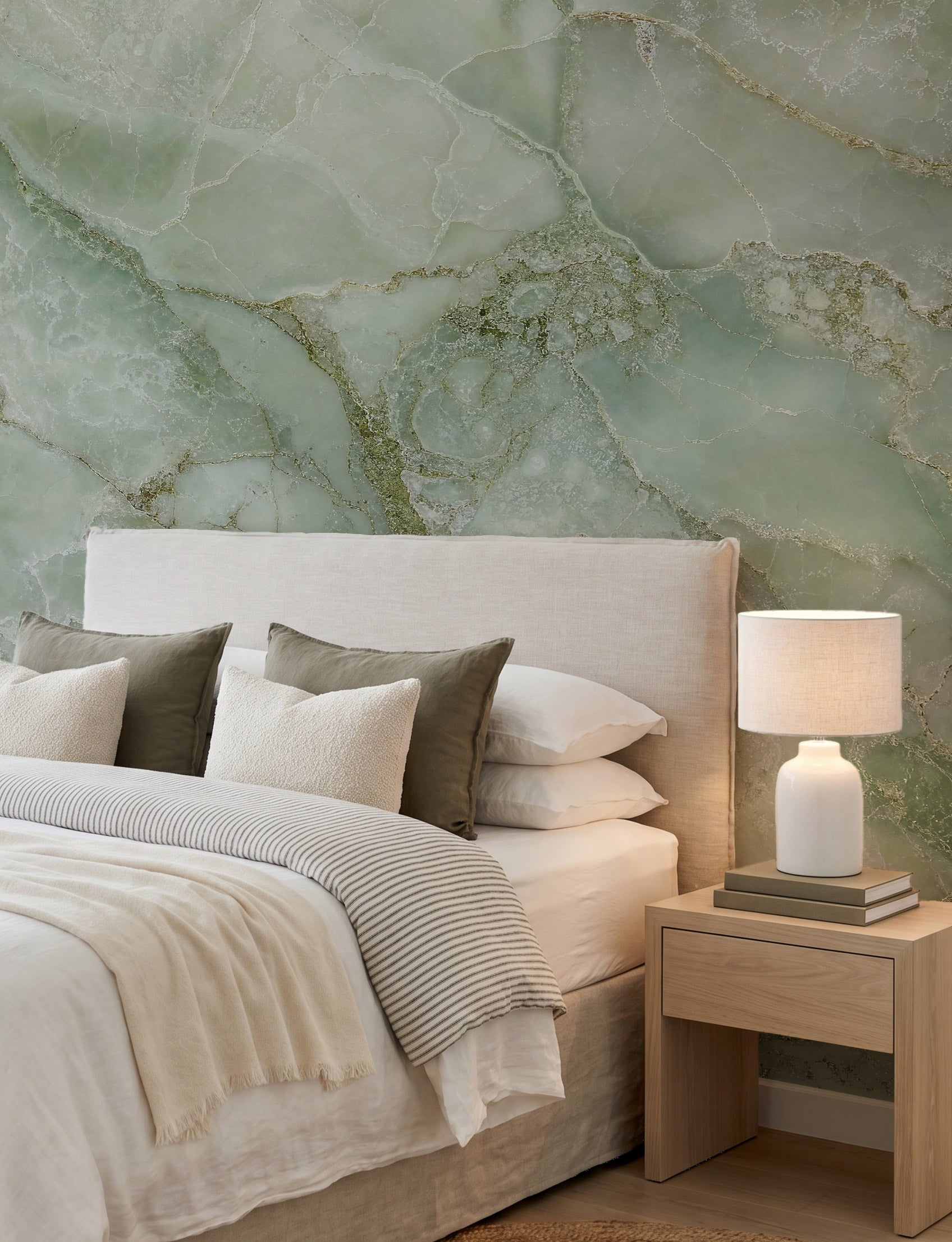 Sage Vein Marble Mural Wallpaper