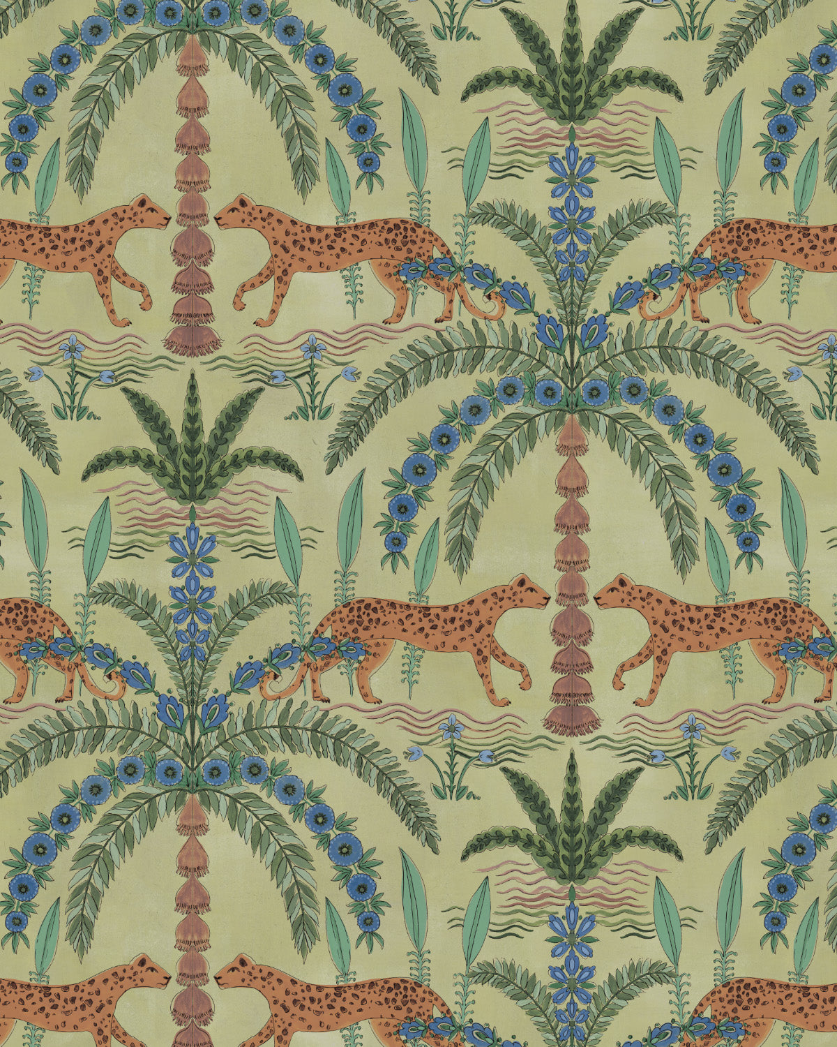 Boheme Cheetah in Sage Green Wallpaper