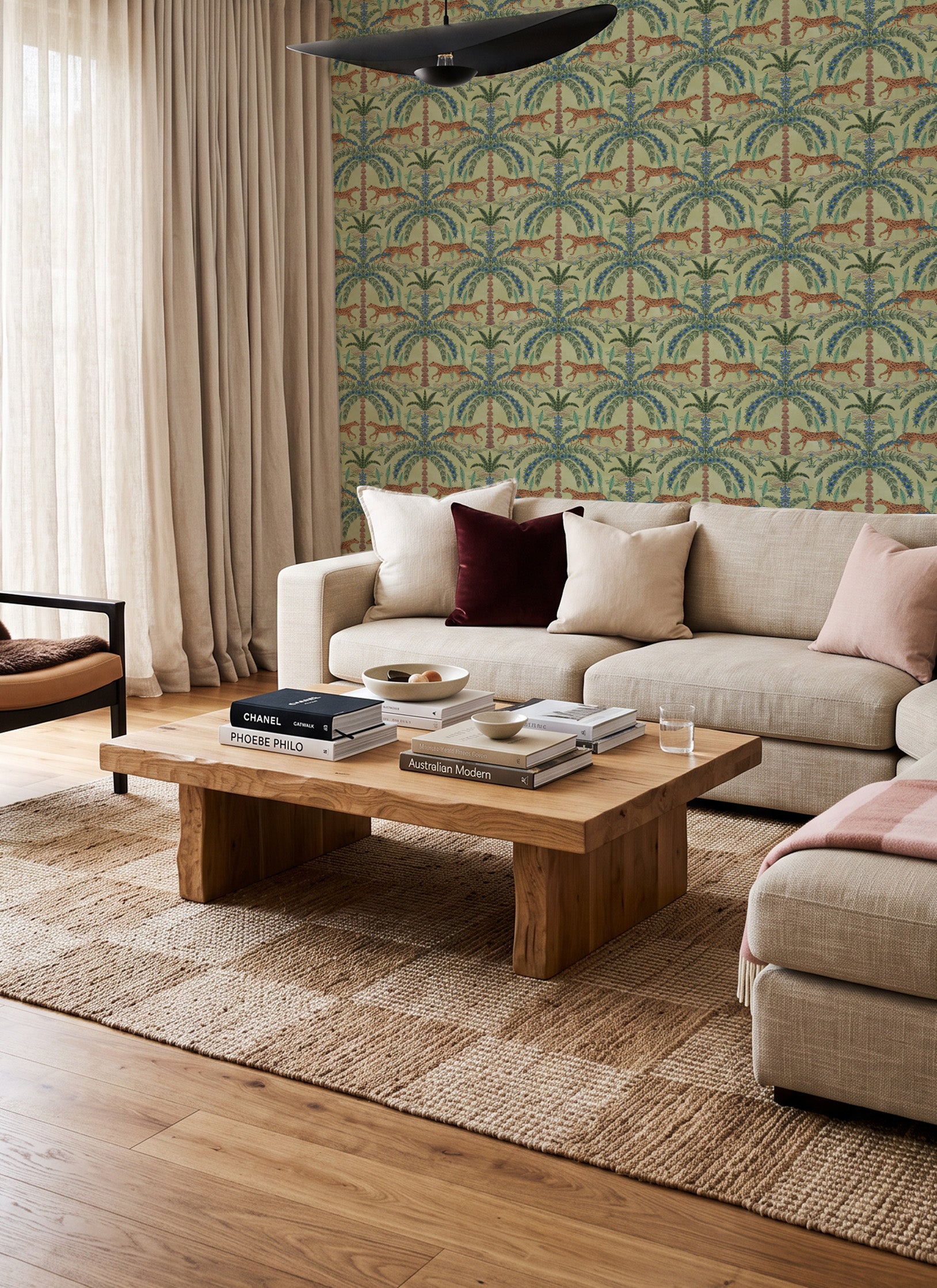 Boheme Cheetah in Sage Green Wallpaper