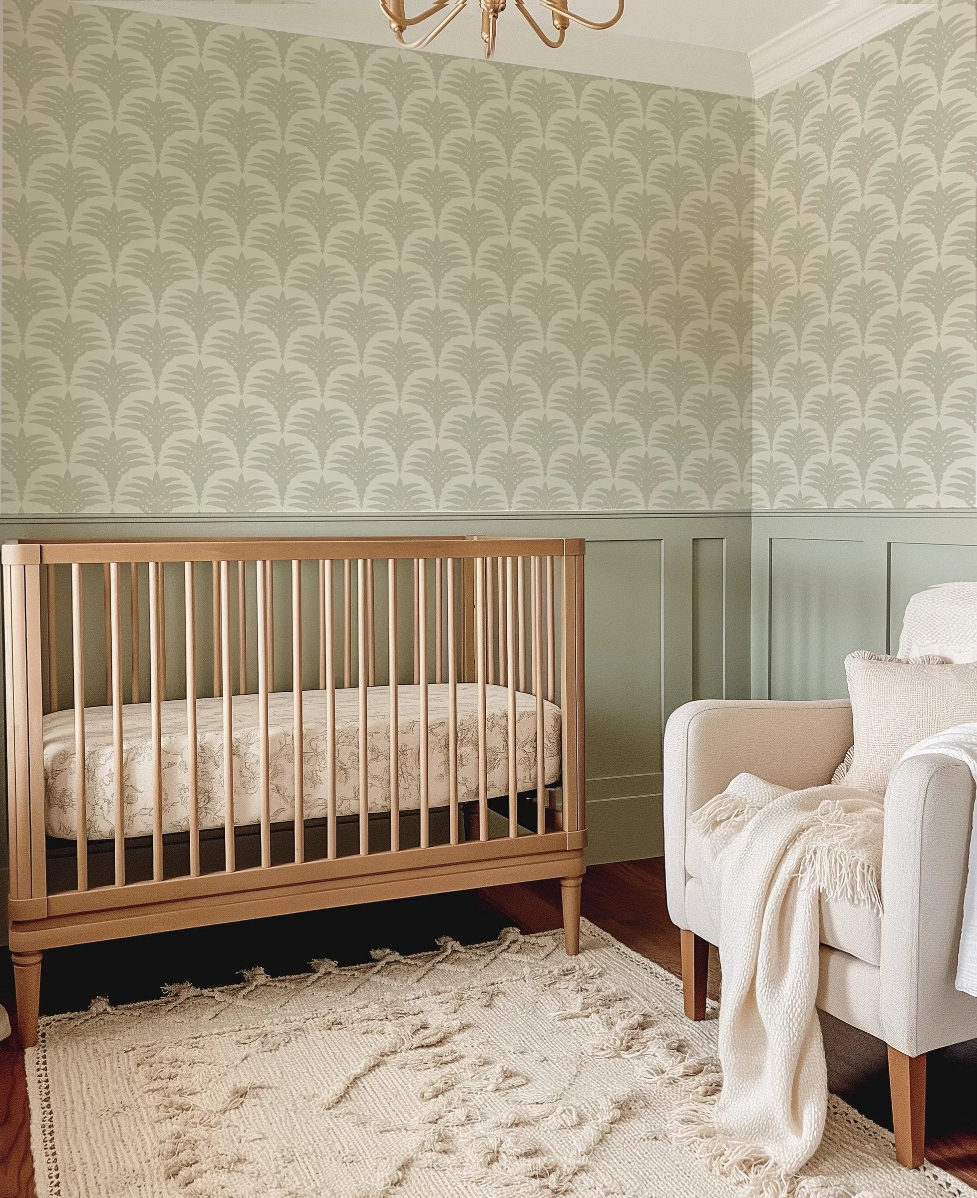 Sage Art Deco Wallpaper from Olive et Oriel where you can shop wallpaper and artworks online