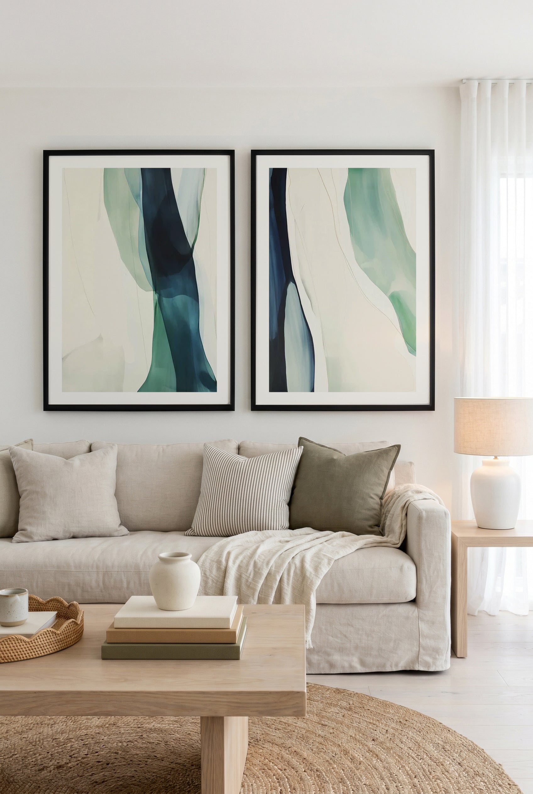 Sage Rivers I & II Art Print Set of 2 | Matching Wall Art