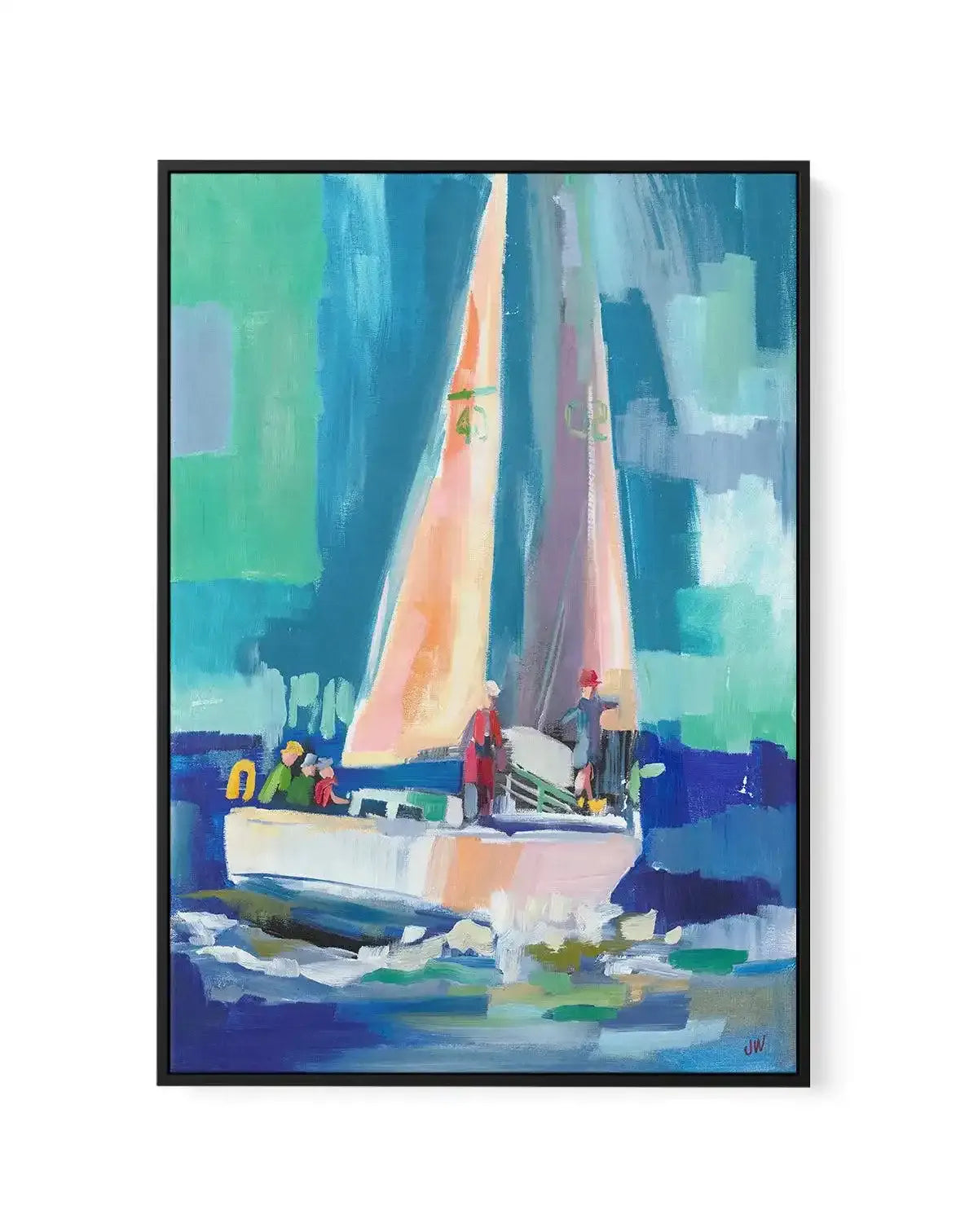 Sailboat by Jenny Westenhofer | Framed Canvas-CANVAS-You can shop wall art online with Olive et Oriel for everything from abstract art to fun kids wall art. Our beautiful modern art prints and canvas art are available from large canvas prints to wall art paintings and our proudly Australian artwork collection offers only the highest quality framed large wall art and canvas art Australia - You can buy fashion photography prints or Hampton print posters and paintings on canvas from Olive et Oriel 