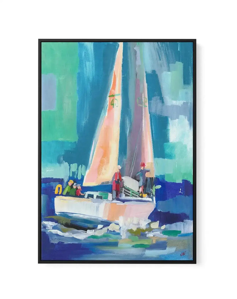Sailboat by Jenny Westenhofer | Framed Canvas-CANVAS-You can shop wall art online with Olive et Oriel for everything from abstract art to fun kids wall art. Our beautiful modern art prints and canvas art are available from large canvas prints to wall art paintings and our proudly Australian artwork collection offers only the highest quality framed large wall art and canvas art Australia - You can buy fashion photography prints or Hampton print posters and paintings on canvas from Olive et Oriel 