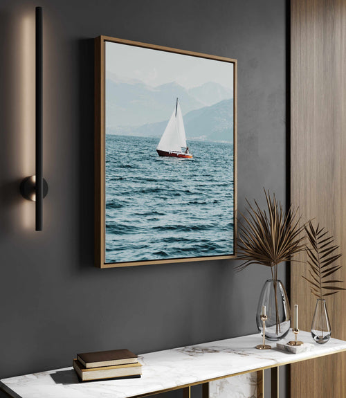 Sailing in Lake Como, Italy | Framed Canvas Art Print