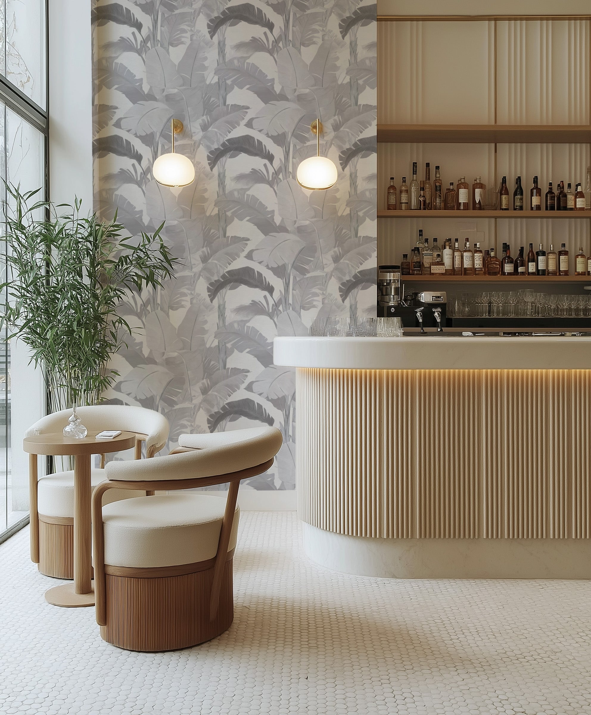 Samoa Palm Commercial Vinyl Wallpaper from Olive et Oriel where you can shop wallpaper and artworks online