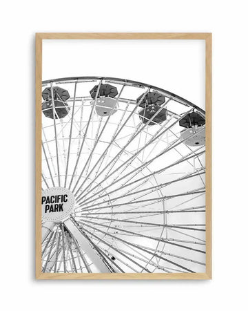 Santa Monica Fun B&W  PT Art Print art print, framed