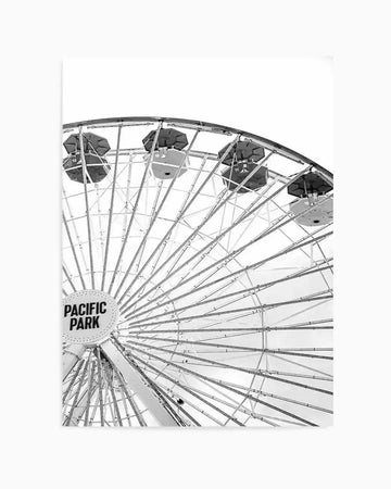 Santa Monica Fun B&W  PT Art Print art print, framed