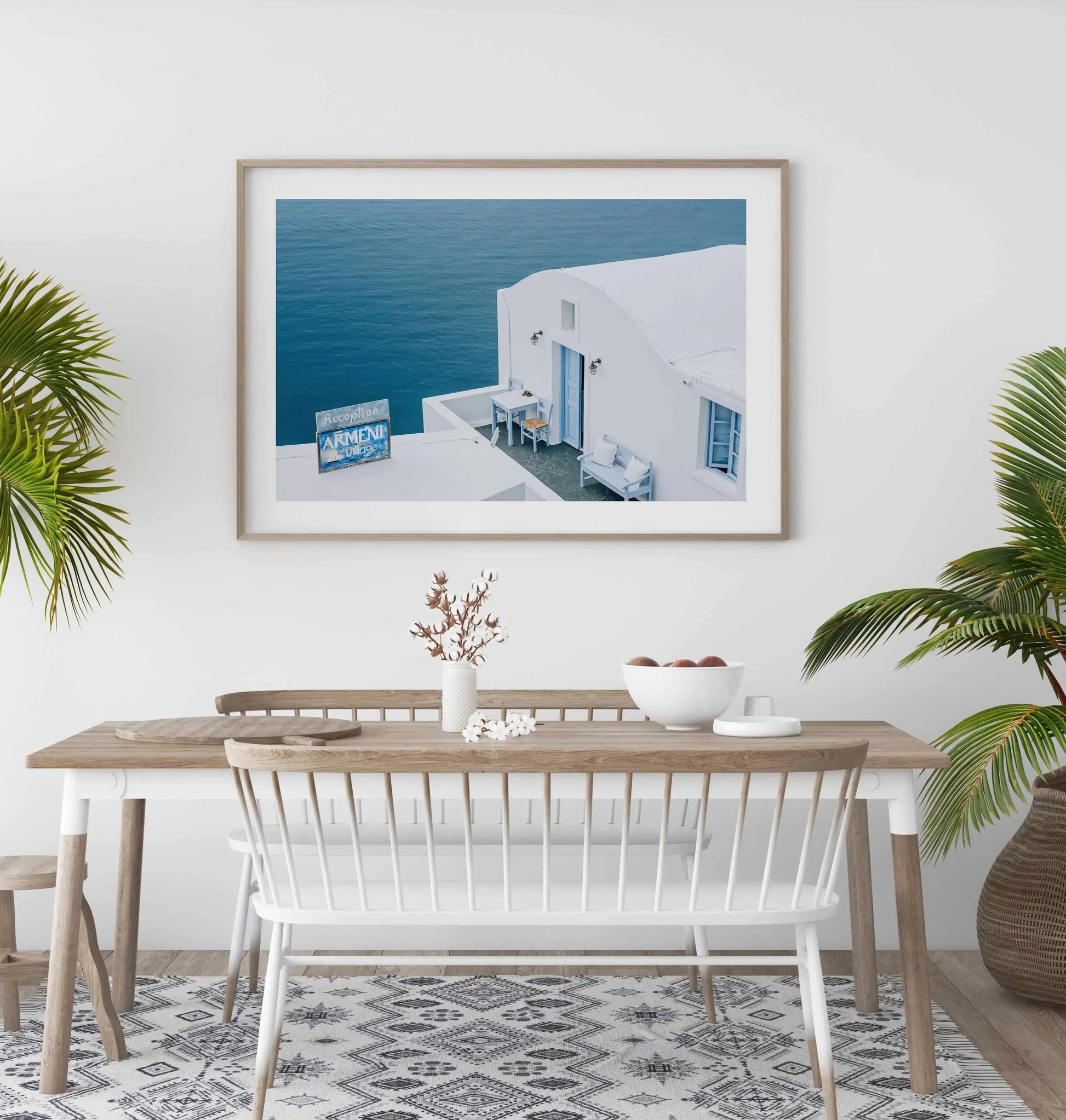 Santorini Blues | LS Art Print-Shop Greece Wall Art Prints Online with Olive et Oriel - Our collection of Greek Islands art prints offer unique wall art including blue domes of Santorini in Oia, mediterranean sea prints and incredible posters from Milos and other Greece landscape photography - this collection will add mediterranean blue to your home, perfect for updating the walls in coastal, beach house style. There is Greece art on canvas and extra large wall art with fast, free shipping acros